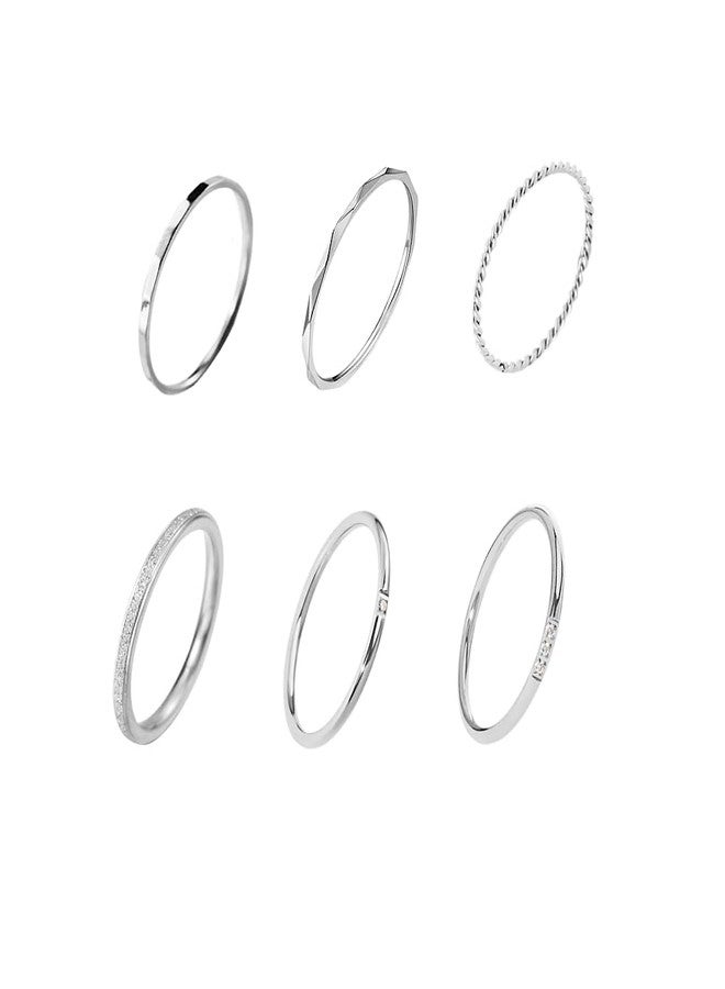 DATOA 6Pcs 1/2MM Stainless Steel Toe Rings Set for Women Minimalist Stackable Band Toe Rings Fashion Beach Foot Jewelry-5